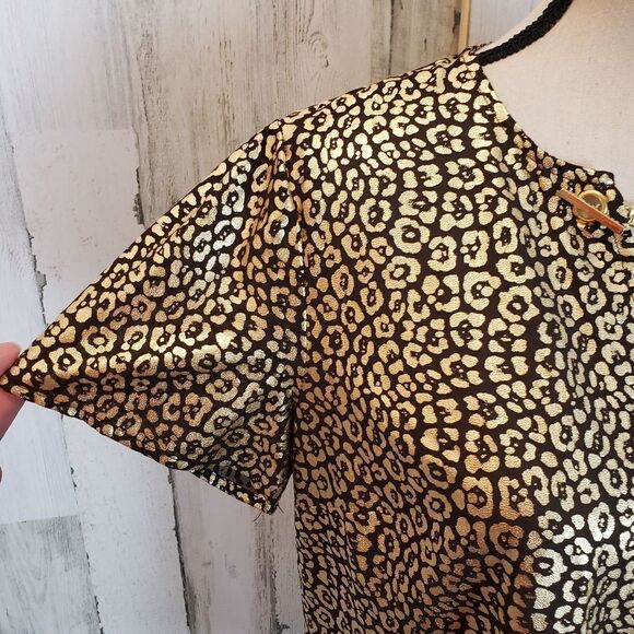 Michael Kors Metallic Leopard Top Sz M - Picture 5 of 11